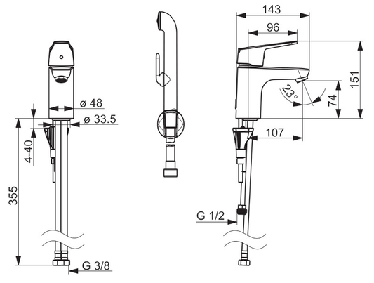 Bateria umywalkowa Oras Vega z rączką Bidetta