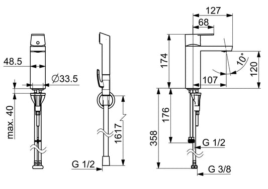 Bateria umywalkowa Oras Stela chrom PCA perlator