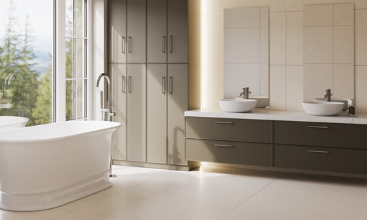 Łazienka z carving płytki Bella Beige 60×120