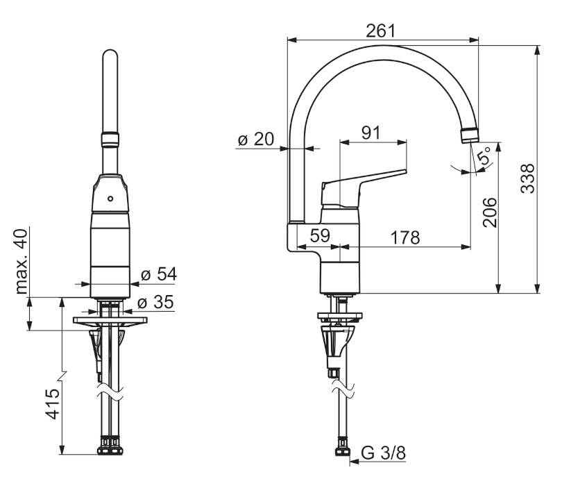 Bateria zlewozmywakowa Oras Vega czarny mat